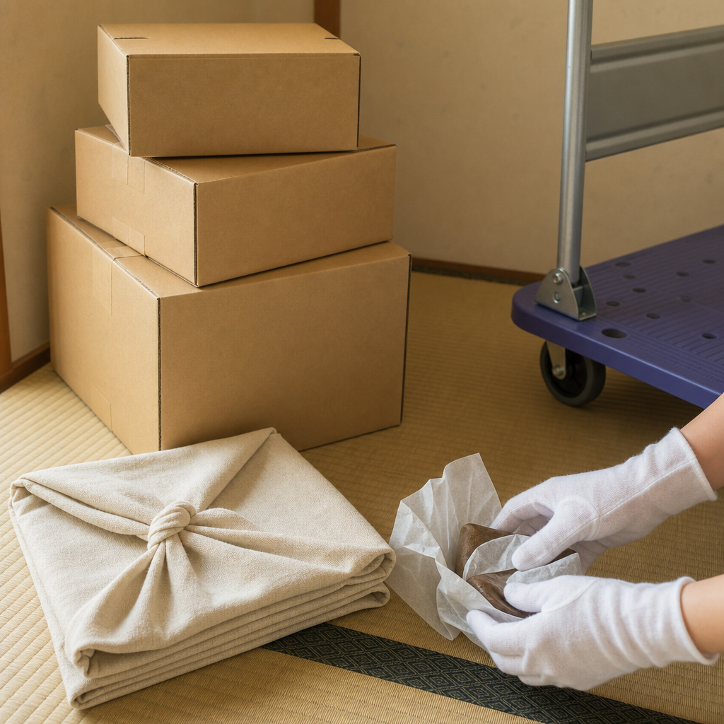 ご遺品を梱包して運び出す作業